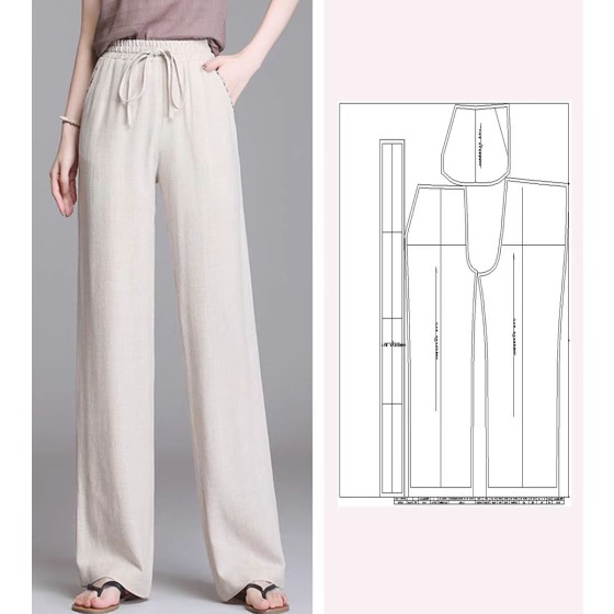 Linen Blend Pants – Thin Summer Women's New Style High-Waisted Slimming Flowy Floor-Length Wide-Leg Casual Trousers